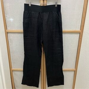 Allen Allen 100% Linen Wide Leg Black Pants Size S